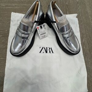 Zara Women’s Silver Loafers